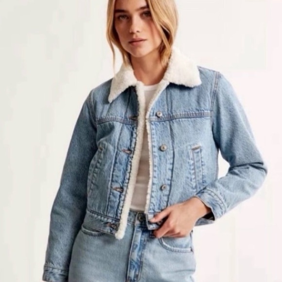 Abercrombie & Fitch Jackets & Blazers - Denim Jacket with Sherpa Lining